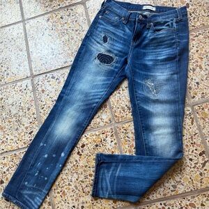 Madewell Classic Indigo Jeans Upcycled with Sashiko stitching